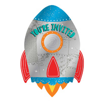 Space Blast Off Rocket Birthday Postcard Invitations x8 Pack 