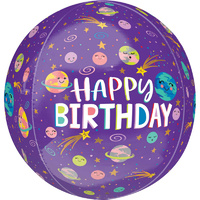 Space Smiling Galaxy Happy Birthday Orbz Large Round Balloon