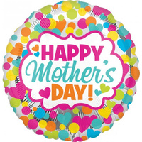 Happy Mother's Day Dots & Hearts Foil Round Balloon Jumbo Size