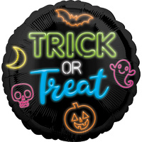 Halloween Neon Trick or Treat Round Foil Balloon