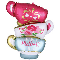 Happy Mother's Day Satin Infused Teacups SuperShape XL Foil Balloon