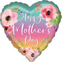 Happy Mother's Day Flowers & Ombre Heart Shaped Foil Balloon