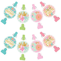 Boho Birthday Girl Party Blowouts 8 Pack