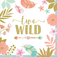 Boho Birthday Girl 2nd Birthday Lunch Napkins 16 Pack "Two Wild"