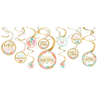 Boho Birthday Girl Spiral Decoration Value 12 Pack