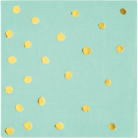 Mint & Gold Touch of Colour Foil Dots Beverage Napkins 16 Pack