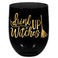 Halloween Witches Stemless Wine Glass "drink UP Witches" Plastic X1