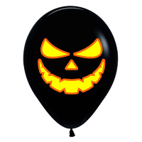 Halloween Pumpkin Scary Faces Black & Orange Ink Latex Balloons 12 Pack