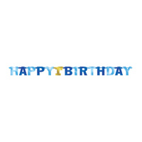 1st Birthday Boy Happy Birthday Jointed Foil Letter Banner