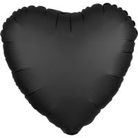 Black Onyx Satin Luxe Heart Foil Balloon 