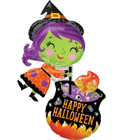 Happy Halloween Witch and Cauldron SuperShape Foil Balloon