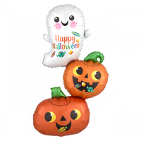 Happy Halloween Ghost & Pumpkins Stacker SuperShape Foil Balloon