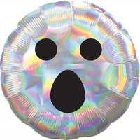 Halloween Ghost Face Holographic Iridescent Foil Round Balloon