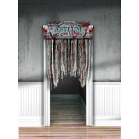 Halloween Chop Shop Bloody Doorway Curtain "ASYLUM NO ONE LEAVES!"