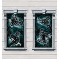 Halloween Cemetery Window Decoration Silhouettes Plastic 2 Pack