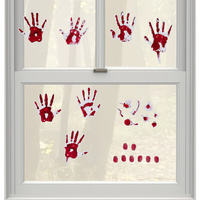 Halloween Skeleton Bloody Hand Print Wall Grabbers Vinyl Decorations