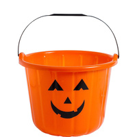 Halloween Pumpkin Bucket Favour Treat Container Plastic x1