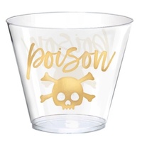 Halloween Poison Drinking Tumblers with Gold Skull & Crossbones - 30 Pack