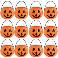 Halloween Pumpkin Smiling Mini Treat Pails Plastic 12 Pack