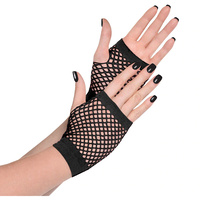 Short Fishnet Gloves Black - 1 Pair