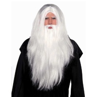 Sorcerer/ Christmas Santa Wig and Beard Set - White 