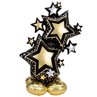 Black & Gold Star Cluster Airloonz Air Fill Giant Balloon