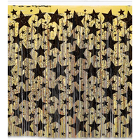 Graduation Hollywood Table Skirt Gold with Black Stars