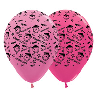 Graduation Smiley Faces Satin Pearl Pink & Metallic Fuchsia Latex Balloons 25 Pack