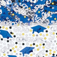 Graduation Congrats Bright Royal Blue Embossed Confetti 