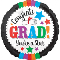 Graduation Congrats Grad You're a Star Round Foil Balloon