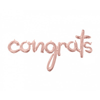 Script Phrase Congrats Rose Gold Foil Balloon