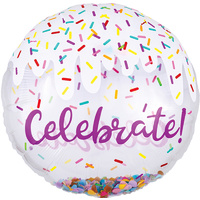 Celebrate Round Confetti Foil Balloon