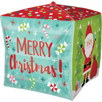 Happy Santa Merry Christmas UltraShape Cubez Foil Balloon