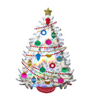 Christmas Tree Silver Holographic SuperShape Iridescent Foil Balloon