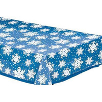 Christmas Snowflakes Clear Plastic Tablecover x1