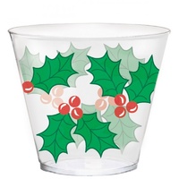 Christmas Holly Design on Clear Plastic Tumbler Cups 40 Pack