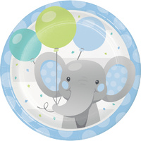 Enchanting Elephant Blue Lunch Plates Paper 8 Pack