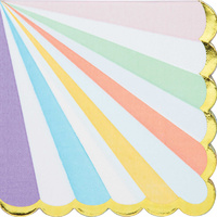 Pastel Celebrations Scalloped & Gold Foil Lunch Napkins 16 Pack