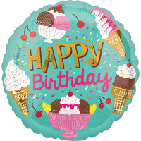 Ice Cream Party Happy Birthday Foil Balloon