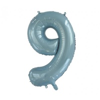 Number 9 Light Blue Foil Balloon 86cm