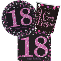 18th Birthday Pink Celebration 8 Guest Tableware Pack