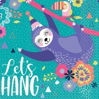 Sloth Party Let's Hang Lunch Napkins 16 Pack