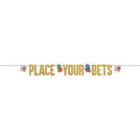 Roll The Dice Casino Ribbon Glittered Letter Banner "Place Your Bets" x1