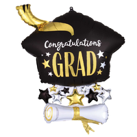 Graduation Cap & Diploma Congratulations Grad SuperShape Foil Balloon