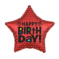 Happy Birthday Satin Infused Star Foil Balloon
