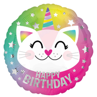 Unicorn Cat Happy Birthday Caticorn Foil Balloon