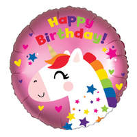 Unicorn Happy Birthday Satin Foil Balloon