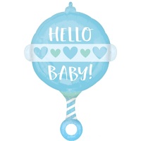 Baby Boy Hello Baby Rattle Foil Balloon