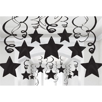 Shooting Stars Plastic Mega Value Pack Swirl Decorations Jet Black 30 Pack