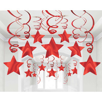 Shooting Stars Foil Mega Value Pack Swirl Decorations Apple Red 30 Pack